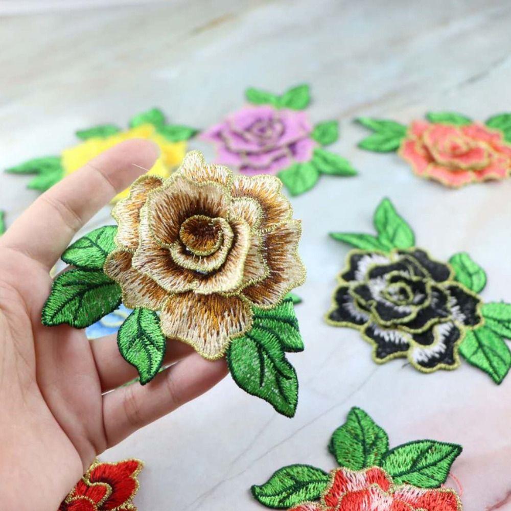 Polyester Fiber Embroidery Flower Patch 11*8CM Clothing Accessories Embroidery Floral Applique DIY Handmade Floral Patches Dress