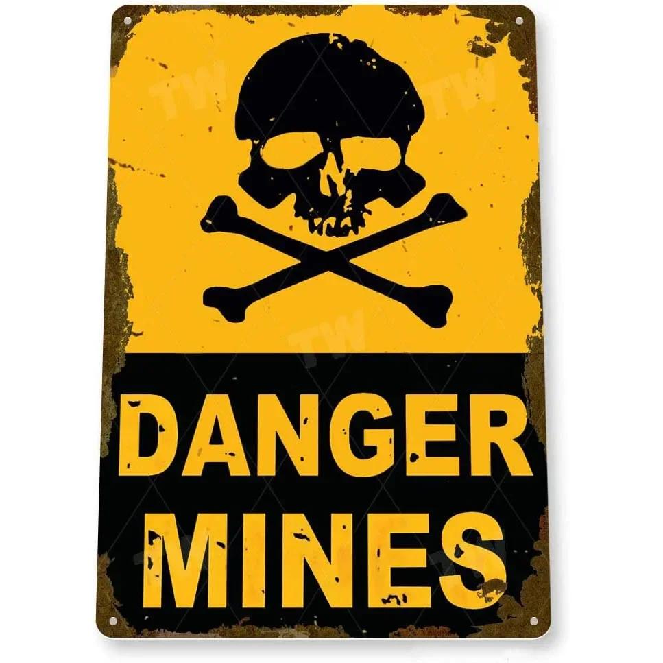 Vintage Danger Warning Metal Tin Signs  Dont Enter Wall Posters Plaque  Iron Painting Decoration for Garage Garden Cafe Club Bar