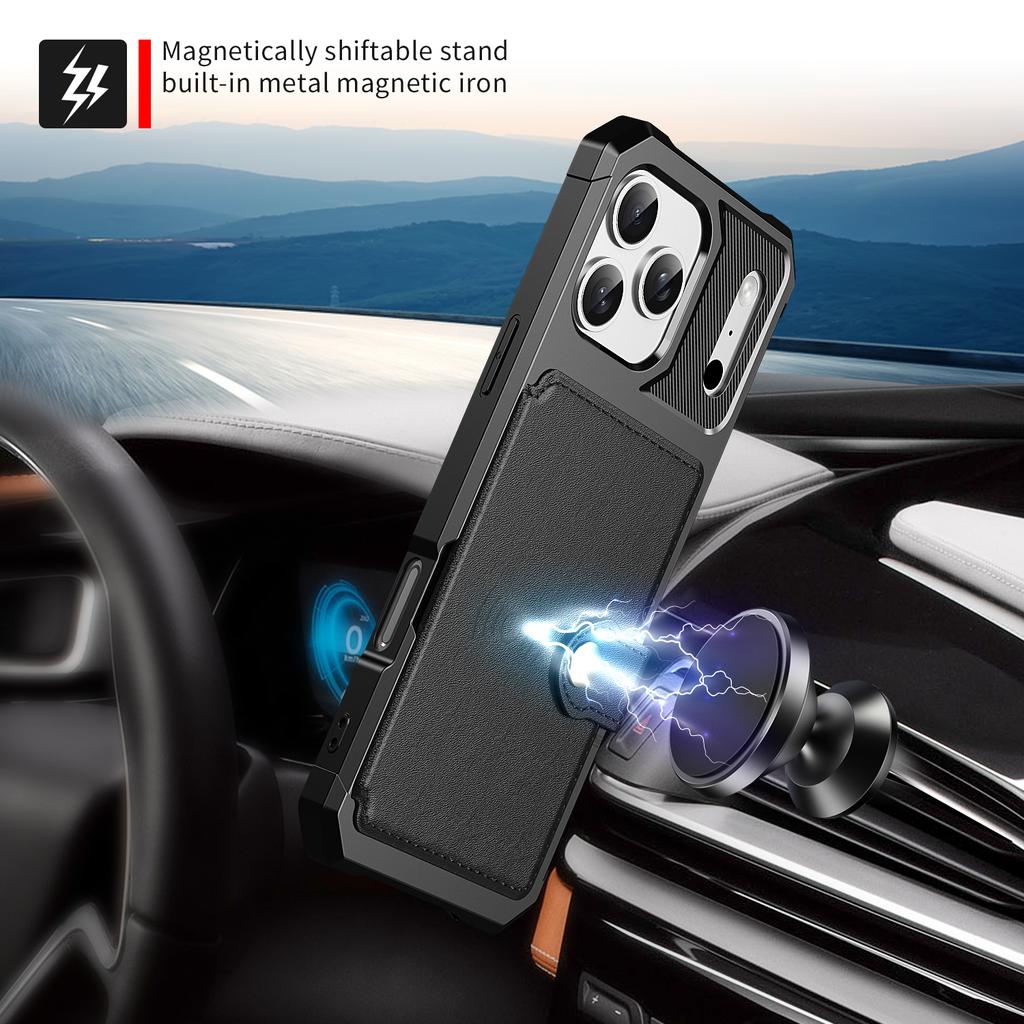 For iPhone 17 Pro Case with Card Holder PU Leather + TPU Phone Back Cover