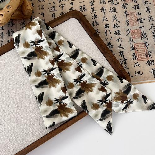 Gentle Yellow Small Silk Scarf Women's Spring Long Streamer Small Scarf Decorative Headband Multi-functional Binding Bag Belt