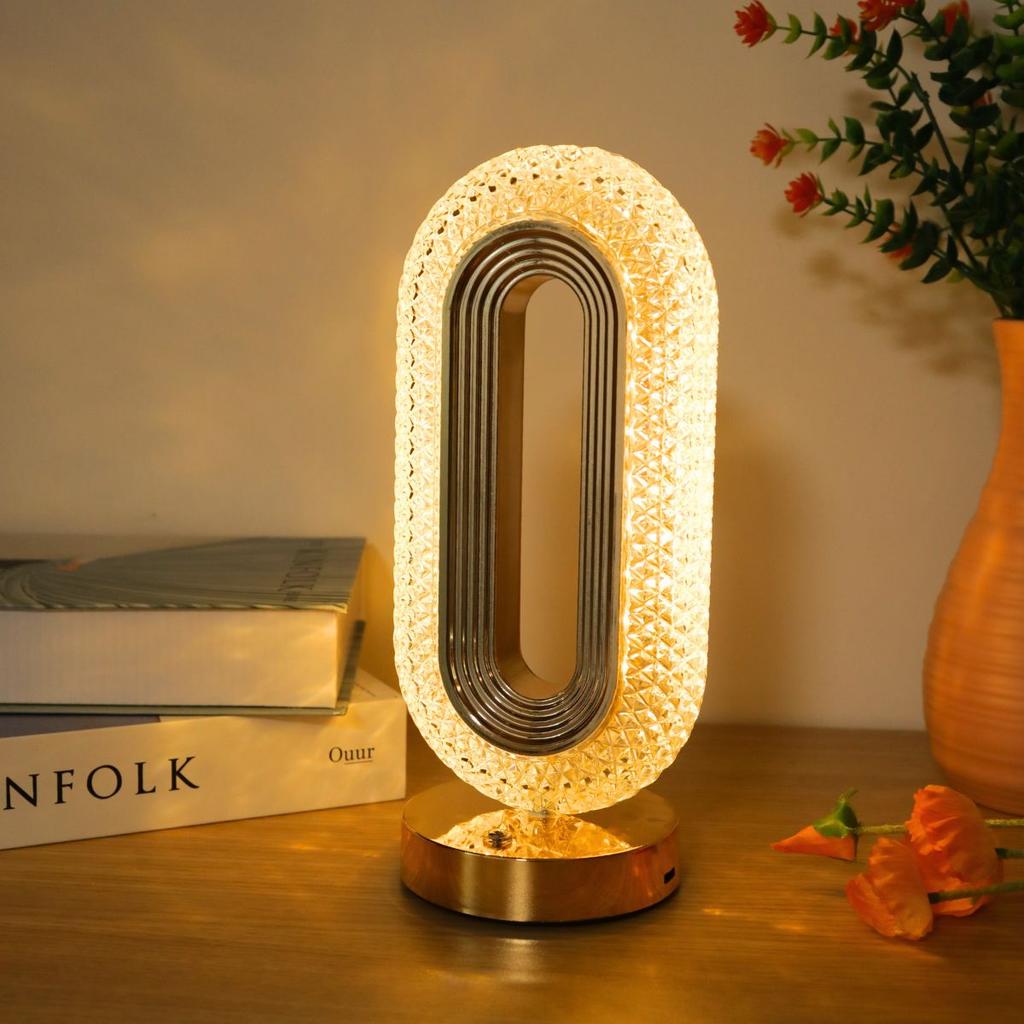 Elegant crystal table lamp, USB touch three color dimming, suitable for bedroom headboard and romantic atmosphere lighting,