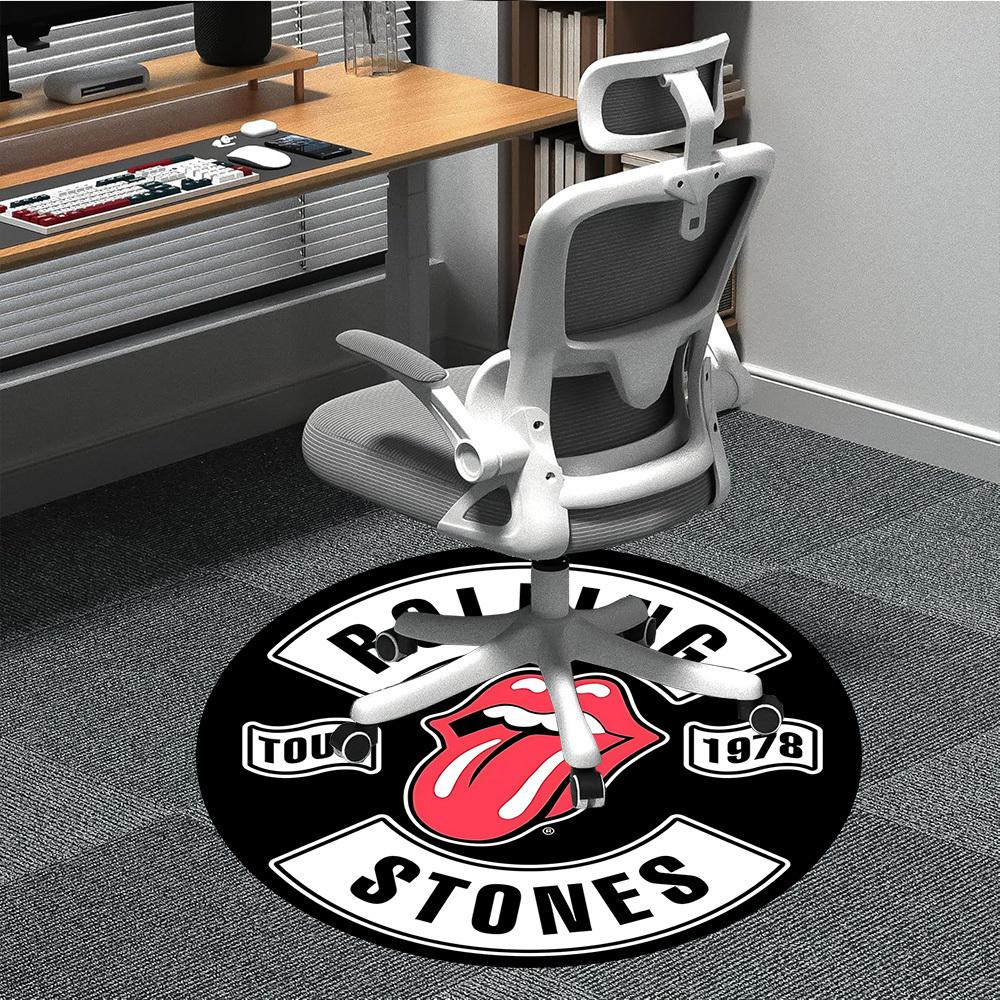 

1 шт. Круглый коврик для офиса с логотипом Rolling Stones - Идеально подходит для декора офиса или кабинета, Машинная стирка, Нескользящая основа, Декоративный коврик для пола 80cm
