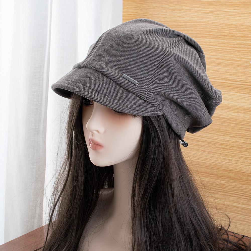 Retro stack hat women's new face small versatile headgear plain atmosphere bucket hat