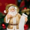 Santa Claus Figurine Small Resin Santa Sculpture with Gift Bag/Wish List for Mantle Bookshelf Tabletop New Year Party Decoration