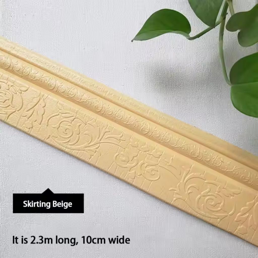 1pc Self-Adhesive Foam Wall Skirting Border Strips Waterproof Moisture-Proof Decorative Waistline Edge Trim For Home Improvement
