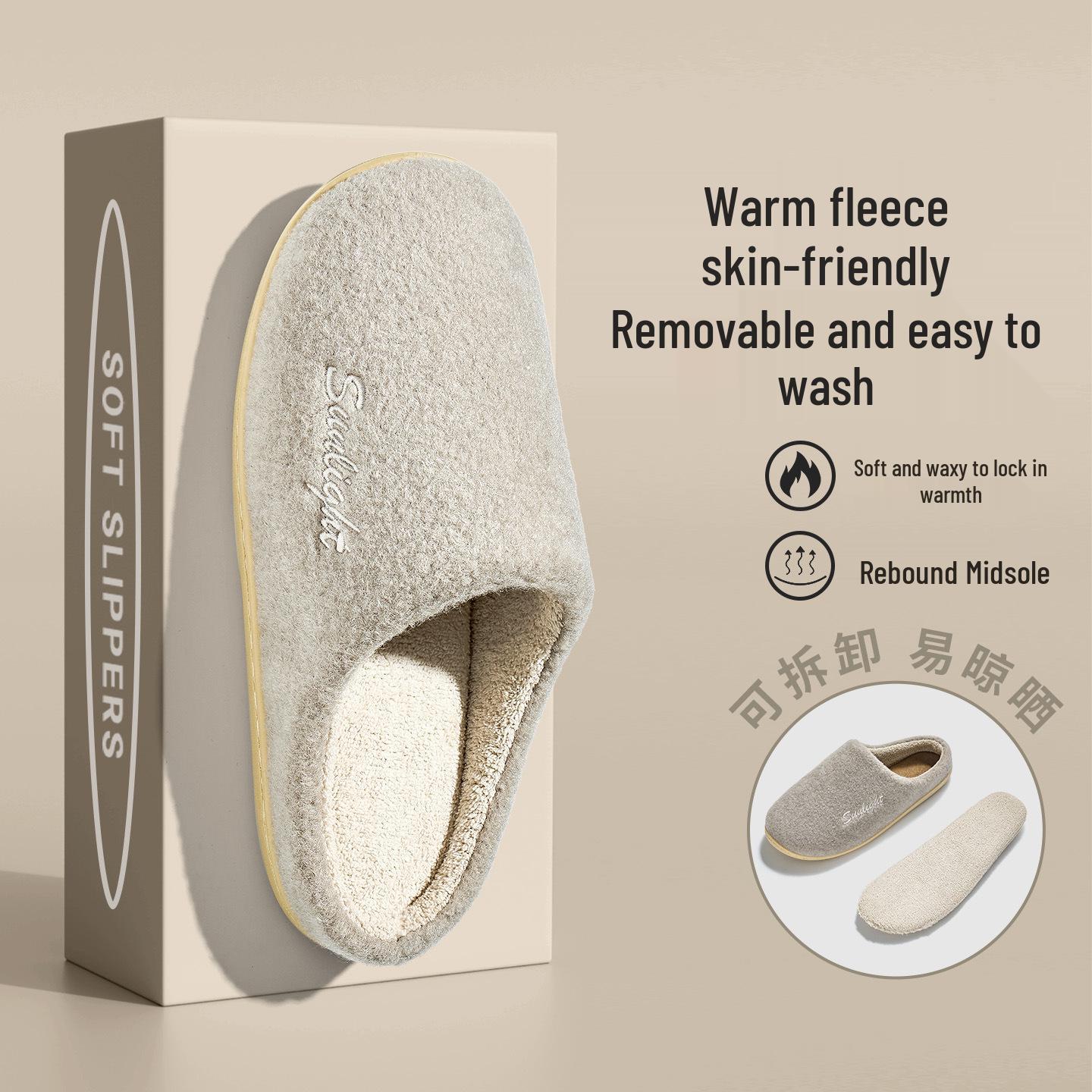 

Женские роскошные тапочки на толстой подошве с пушистой отделкой, новый бесшумный отстегивающийся хлопковый домашний стиль 2025. 42-43 [suitable for size 41-42]