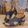 High-heeled Sandals Women's Large-size Cool Slippers Thick-soled Fish Mouth Sandals Women's Hollow Buckle Fashion Sandals Women