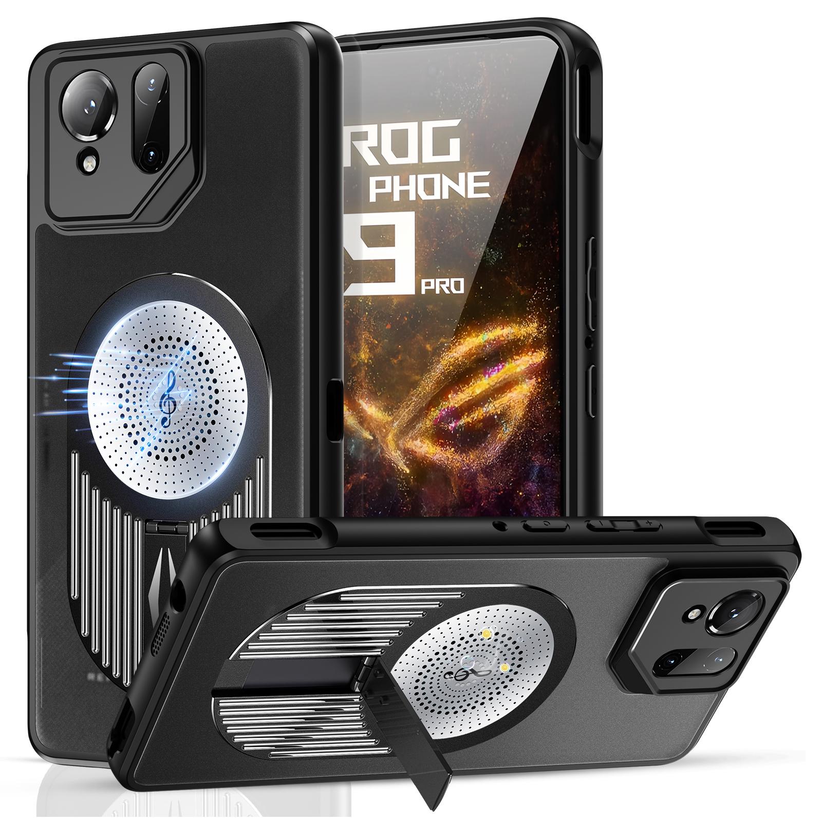 

Чехол для Asus ROG Phone 9 5G/9 Pro 5G с подставкой Силикон+ПК Чехол для телефона Графеновое рассеивание тепла Black