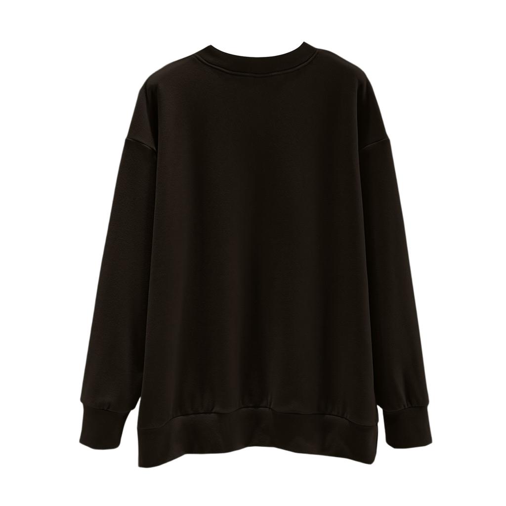 Ladies' Loose Comfortable Casual Fashionable And Warm Underwear With Seamless Round Neck And Thick Velvet Top