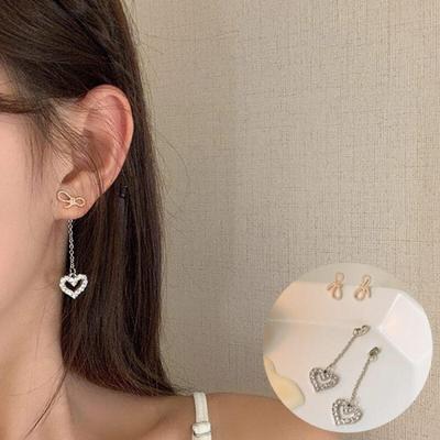 Mona Heart Ribbon Drop Earrings 925