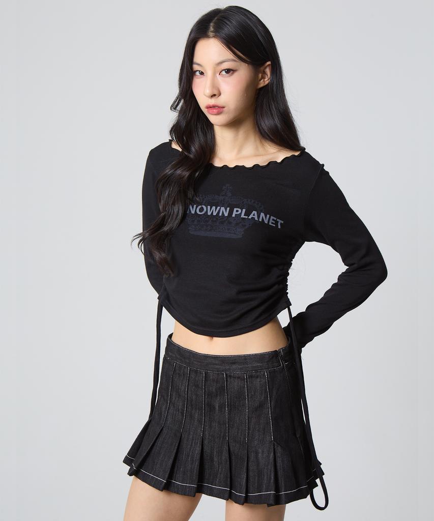 Unknown Planet Pleated Mini Skirt Indigo