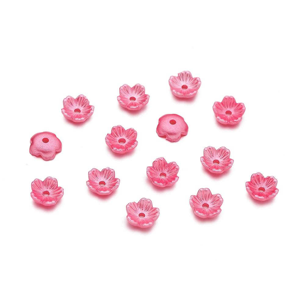 50pcs/Lots ABS Artificial Pearls Flower Beads Caps Spacer Beads for DIY Necklace Bracelet Phone Chain Jewelry Making Accessories