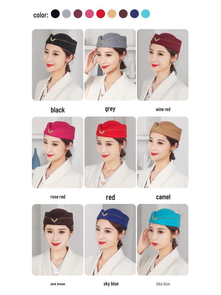 Flight Attendant Beret: Dance & Performance Hat for Hotel & Marching Band Uniform.