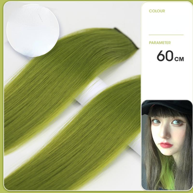 Gradiente invisível sem emenda natural cabelo de uma peça pendurado orelhas tingimento sintético peruca para cor cabelo longo destacando