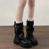 Women's Mid-Calf Boots Fashion Belt Buckle Ladies Shoes Women's Knight Booties Elegant Platform Flats Short Booties Casual Shoes