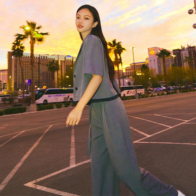 LAP (Set-Bottoms) Belted Double-Pleat Wide Pants Aq2Wp570