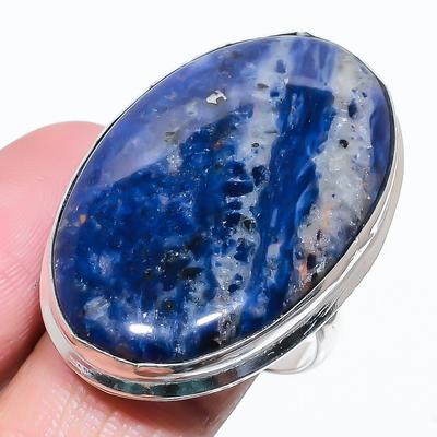 Natural Sodalite Gemstone Handmade 925 Sterling Silver Gift Ring Size 10 O3t51