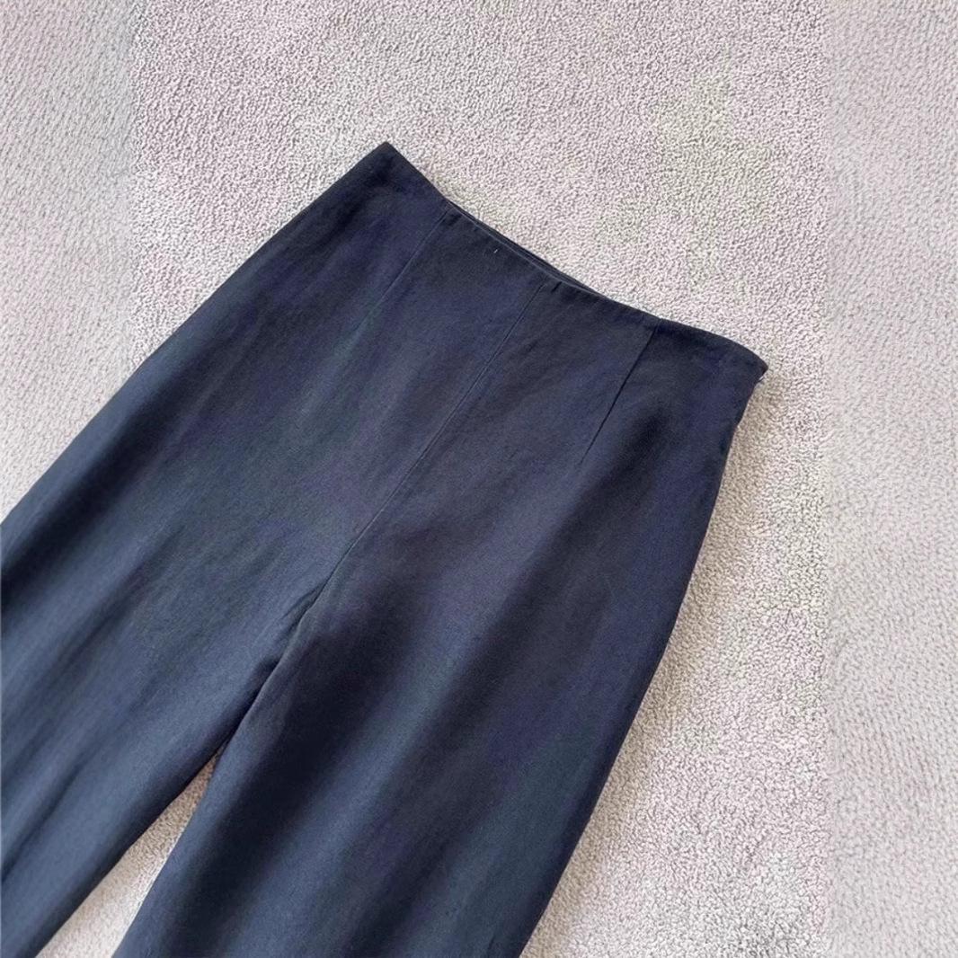 

Cowhide Slim-Fit Women s Banana Print Linen Pants - Lightweight Summer Style Large чёрный/синий