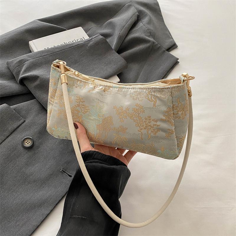 Trendy Canvas Crescent Bag For Women In Leaf Tree And Butterfly Colors Perfect For Summer