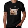 Smudge The Cat Table Cat Funny Memes Tshirt Basic Casual Short Sleeve Cotton Shirt