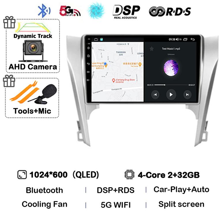 

Android 14 Carplay Автомагнитола для Toyota Camry 7 XV 50 55 2011 2012 2013 2014 Мультимедиа Видеоплеер Навигация GPS Стерео