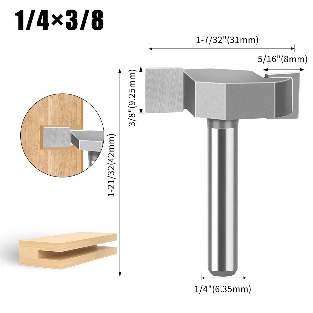 1/4 Schaft T-Messer 1/2 Nutfräser Legierung Nutfräserkopf Holzbearbeitung Fräser Wolframstahl Fräserkopf Holzbearbeitung Nutfräser