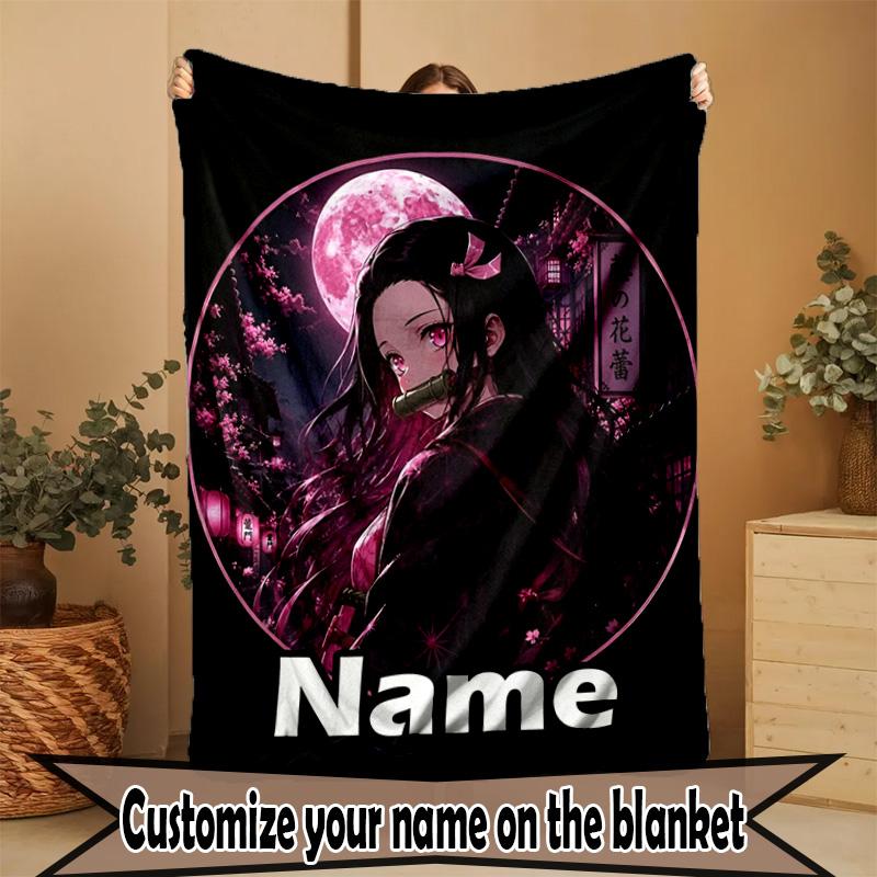 Custom Name Personalized Demon Slayer Print Blanket, Home Decor, Bedroom, Sofa, Camping, Couch, Gifts for Birthday ChristmasEnthusiasts