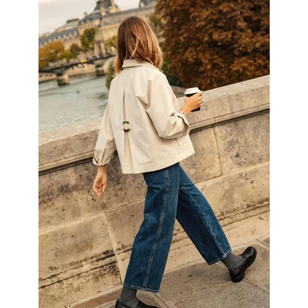 Autumn Winter New Women's Loose Solid Trench Coat With Pockets Lined Casual Outerwear For European American