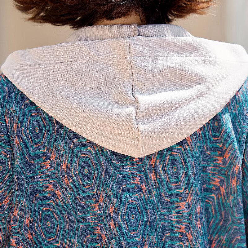 Pastor 2025 Autumn Zipper Hooded Cardigan Jacket for Middle-Aged Women