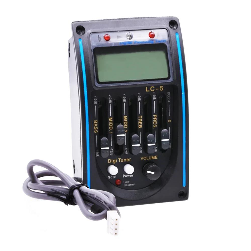 5 Band LC-5 with Micro Phone Acoustic Guitar Pickup Guitar EQ Preamp EQ Equalizer Piezo Pickup Tuner LCD for Acoustic Guitar 1
