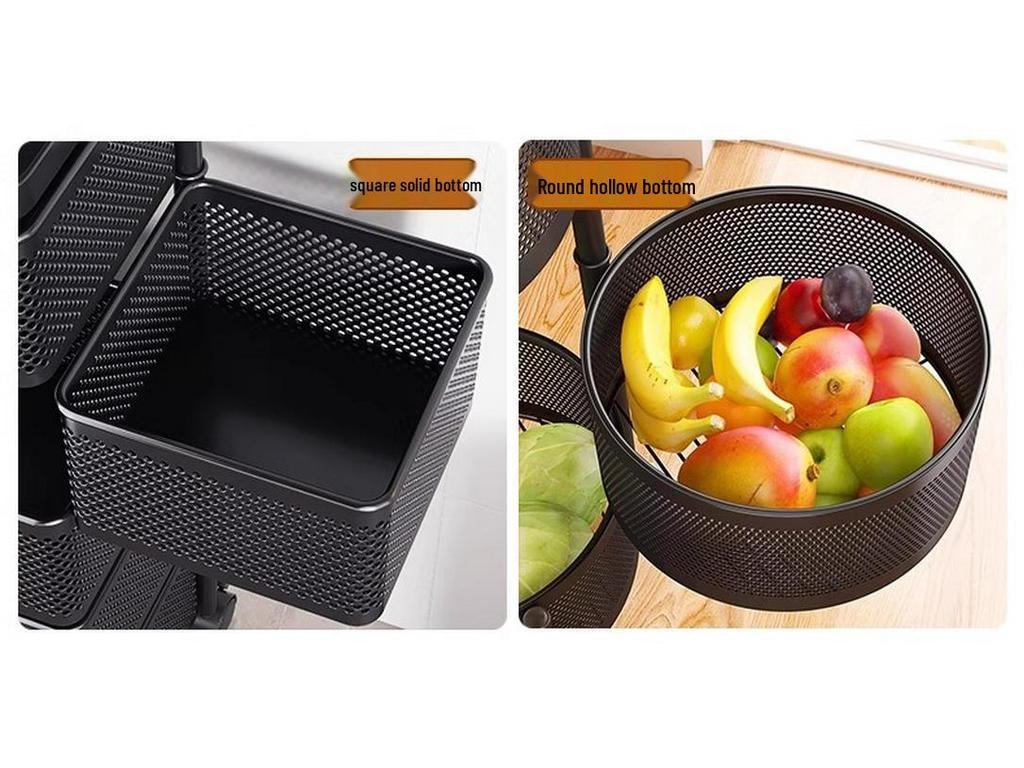 Drehbarer Multifunktionaler Küchenwagen mit Rädern - Bodenstehendes Mehrschichtiges Lagerregal für Snacks, Obst und Gemüse