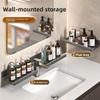 Wall Mounted Suction Cup Storage Shelf Waterproof Washbasin Countertop Shelves  Makeup