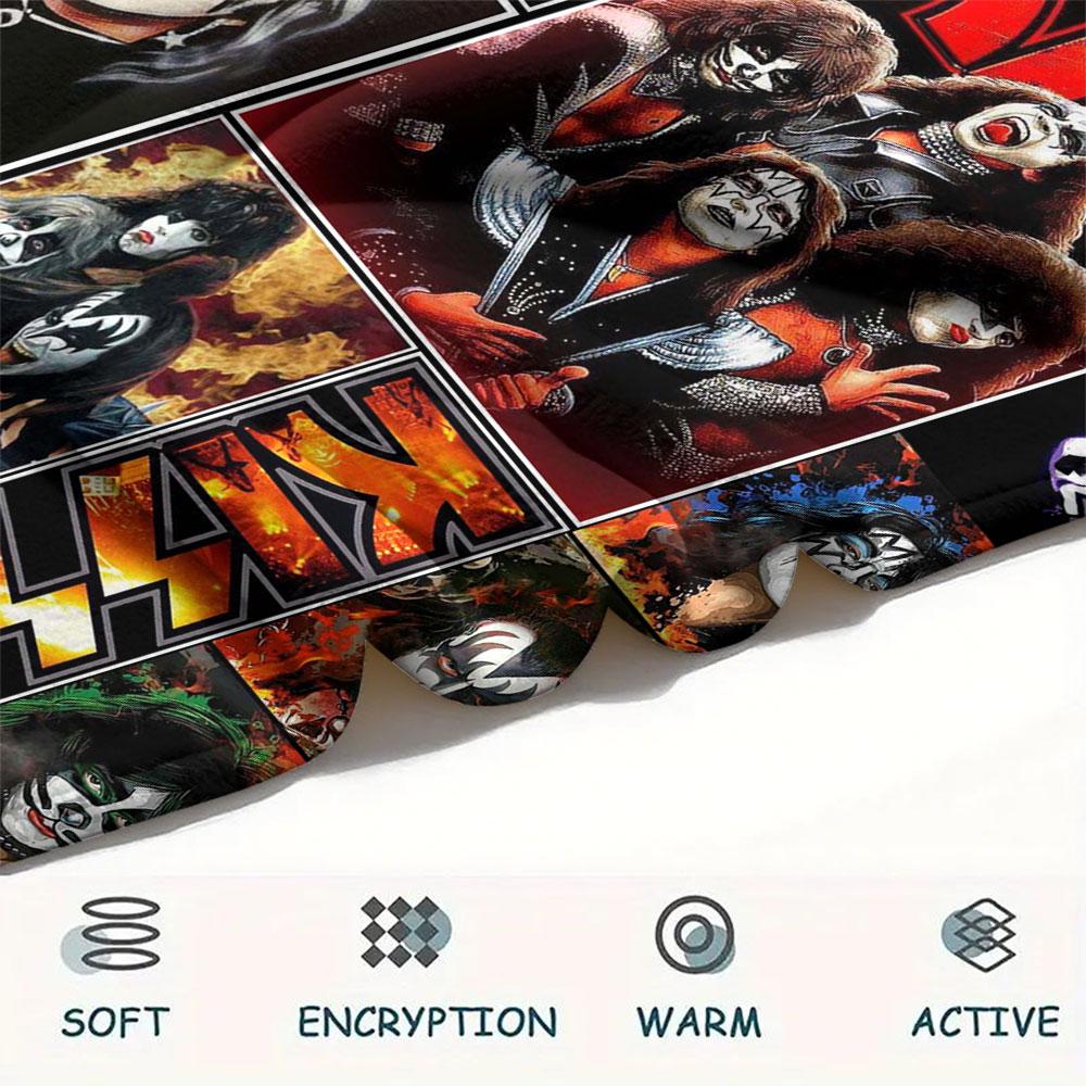 KISS rock band printing Flannel Blanket Bedroom Sofa Camping Warm blanket Gifts for family and friends-MJ002