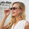 Fashion Rectangle Rimless Sunglasses Women Vintage Luxury Retro Wooden Frame Gradient Lens UV400 Protection