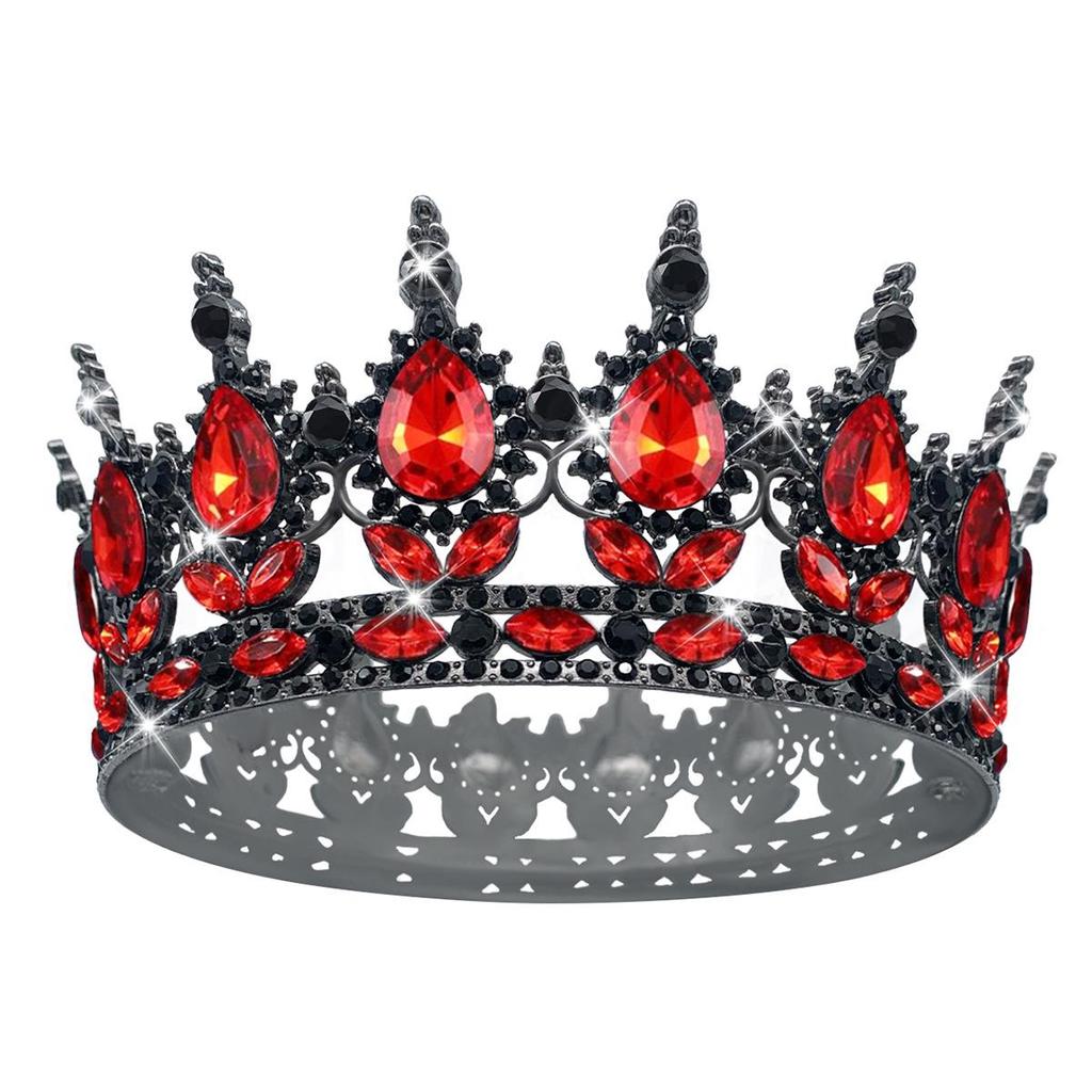 European Baroque Rhinestone King Crown Tiara Hairpiece