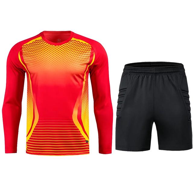 Herren Erwachsenen Fußball Torwart Uniform Schutzschwamm Fußball Langarm Kinder Training Torwart Fußball Trikot Oberteil Hose