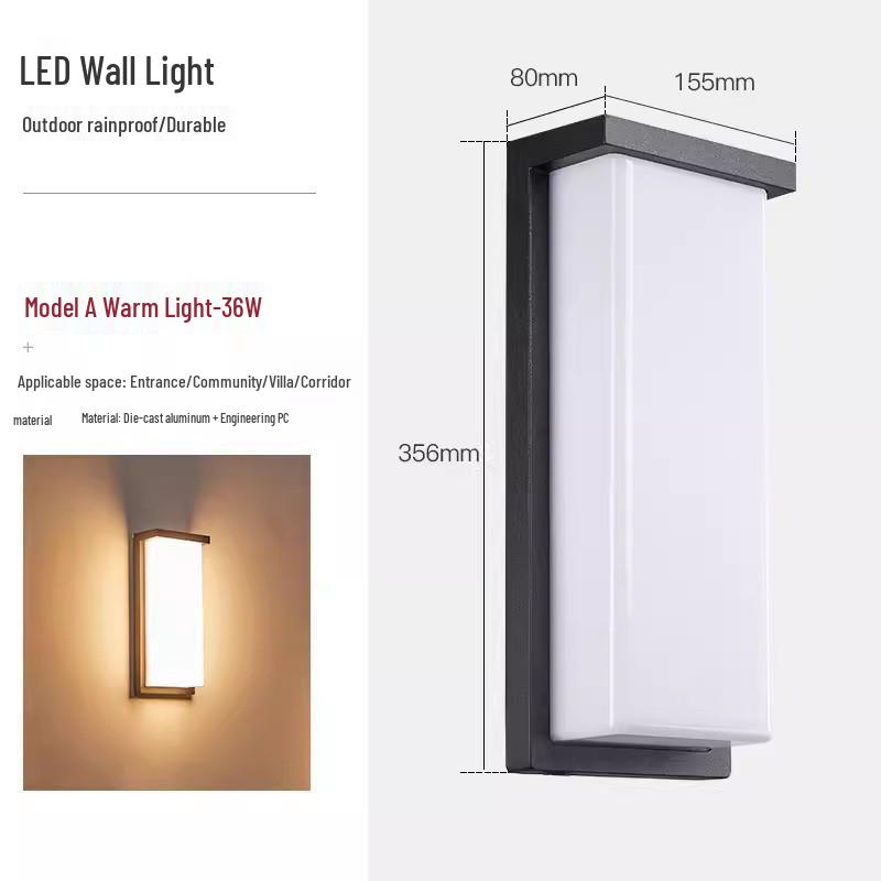 Waterproof Outdoor LED Wall Light for Bedroom, Entrance, Villa, Balcony, or Corridor.