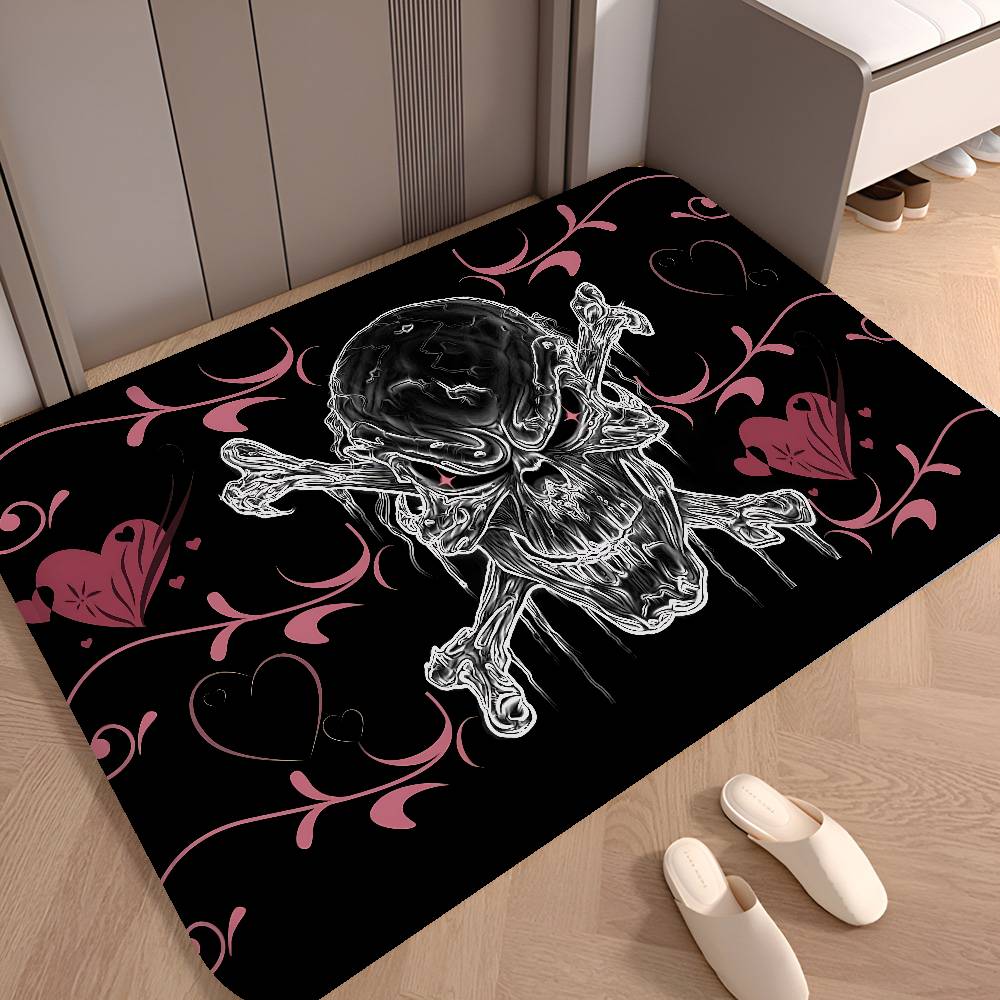 Horror Skull Gothic Bathroom Mat Retro Multiple Choice Living Room Kitchen Rug Non-Slip Bedside Mats