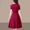 Fashion Summer Solid Color Short Sleeve Dress for Women Slim Fit Waist Cover Belly Elegant