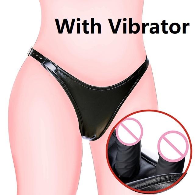 Strapon Leather Harness Chastity Panties Silicone Detachable Double Dildo Butt Plug Panties Female Masturbator Sex Product