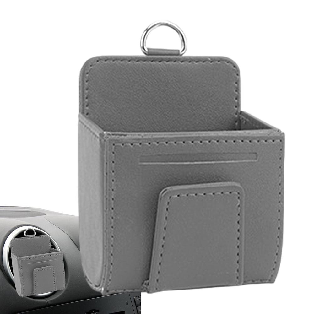 

Car Air Vent Storage Bag PU Leather Sunglass Case Multifunctional Storage Container For Keys Cell Phone And Glasses