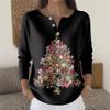 Damenmode Langarm Weihnachts-Schneeflocken-Print Top Elegantes Freizeit-Top