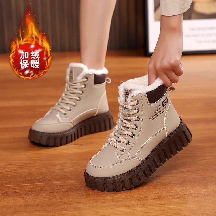 Winter new high-top velvet Martin boots female students thick-soled casual warm street shot K