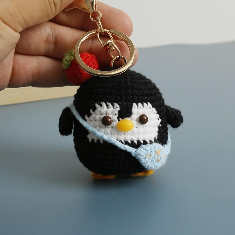 Cute Crochet Penguin Doll Keychain Handmade Knitted Animal Pendant Bag Charm Accessory