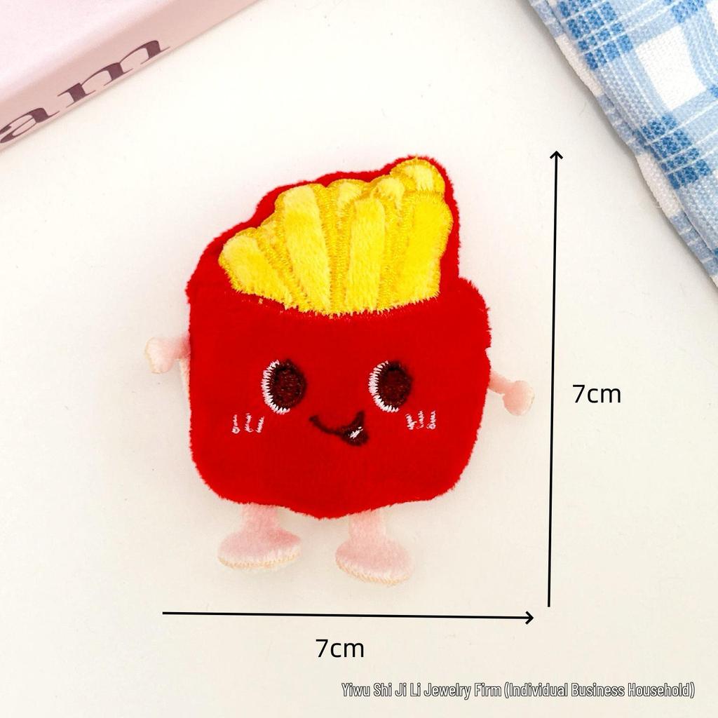 Cute Burger & Fries Plush Pendant: Creative Food Backpack & Brooch Accessory