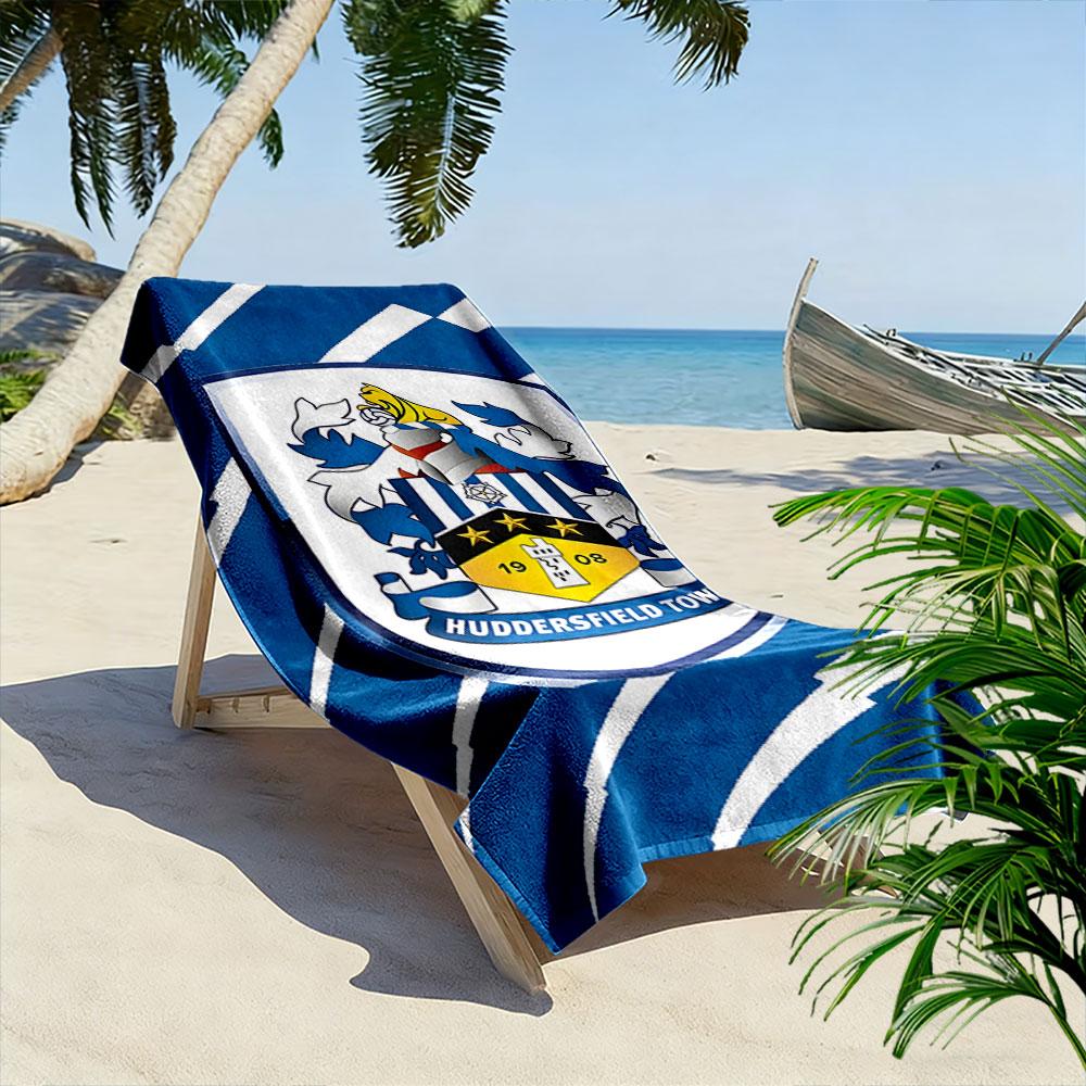 Huddersfield Town Football Club Logo Patterned Beach Towel Quick Dry Perfect for Travel Outdoor Sports Jogging the Beach and Swimming