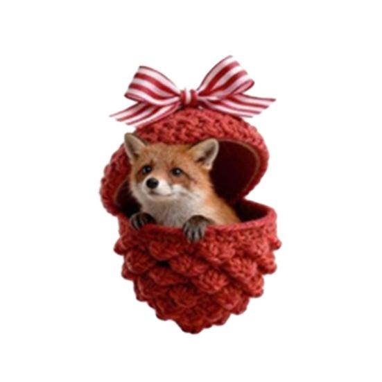 Forest Animal Acorn Ornaments Acrylic Cozy Forest Christmas Ornaments 2D Acrylic Knit Pine Cone Animal Hanging Decoration for Home Party Indoor