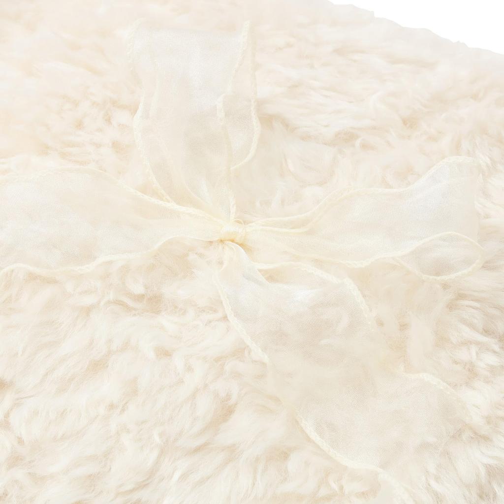 Poszewka na poduszkę z futra Francfranc, 45cm x 45cm, Kość słoniowa (E-010)