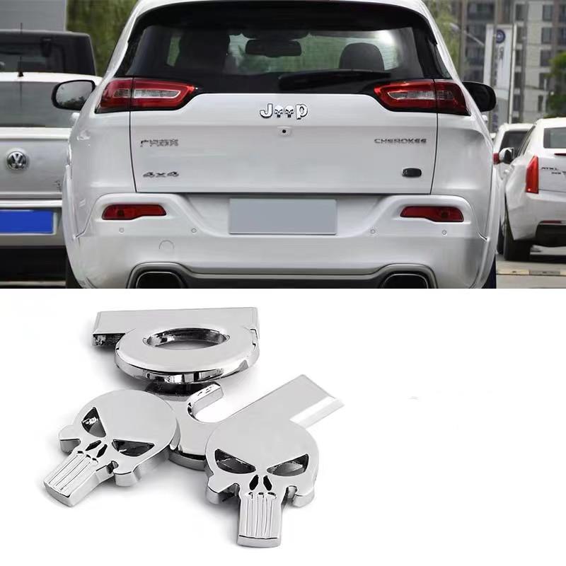 3D Metal Skull Emblem Badge For Jeep Auto Car Stickers Accessories For Jeep Cherokee Wrangler Liberty Compass Car Styling