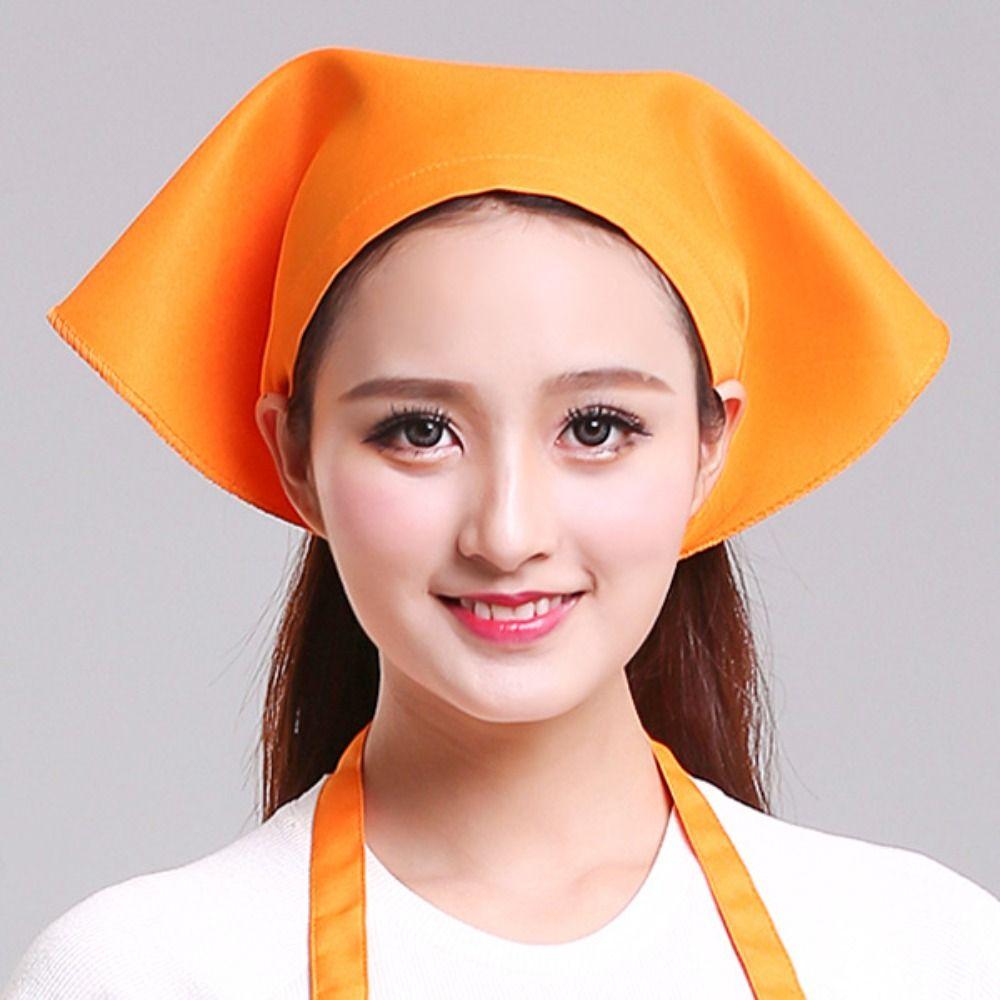 Cotton Kitchen Work Cap Triangle Waitress Hat Catering Cooking Cap Chef Hat  Chef